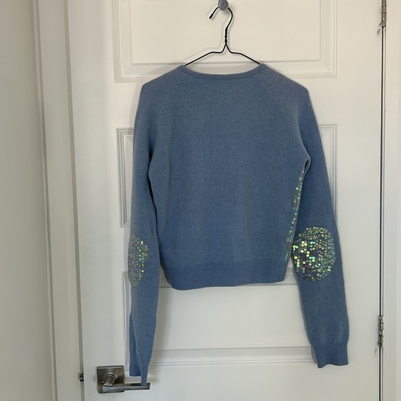 LIU-JO - sweater sequins iridescent blue angora blend vneck size XS - Picture 8 of 9